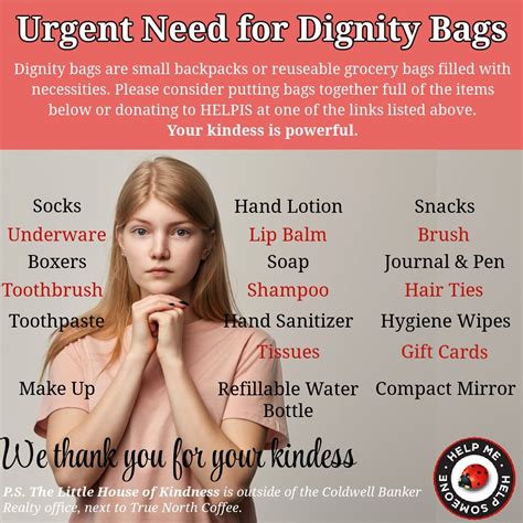 dignity charity|dignity bags for homeless.